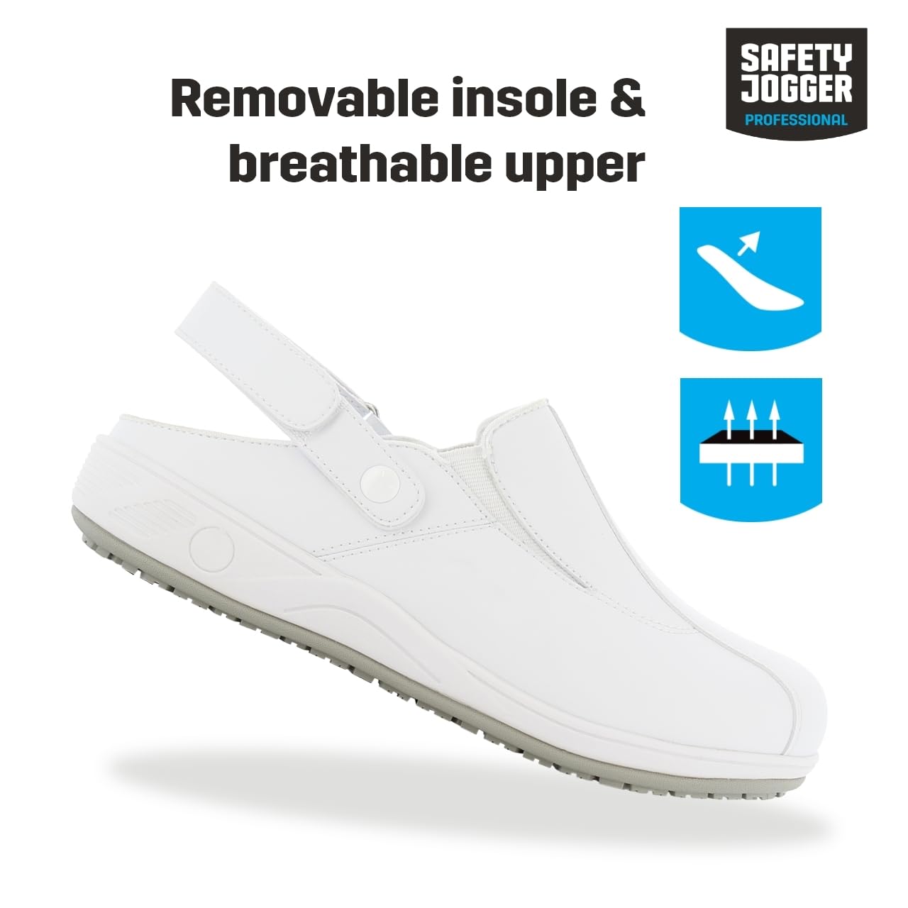 SAFETY JOGGER Zuecos de Seguridad para Mujer - Zapato de Trabajo Cómodo y Ligero, Ideal para Enfermeras, Cocina o Interior, Antideslizante y Amortiguador, Oxypas