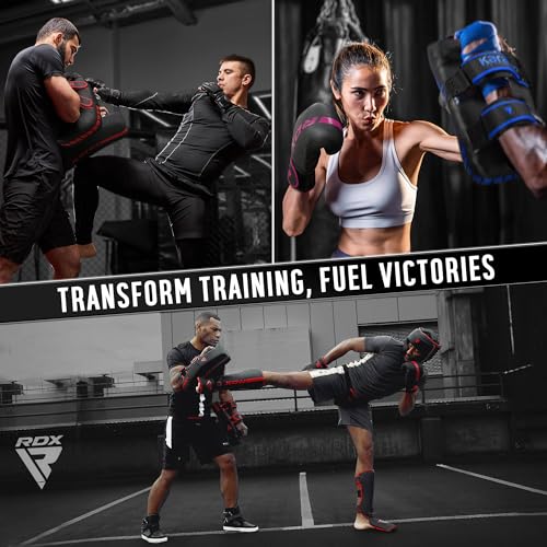 RDX Thai Pads Paos Muay Thai Kick Boxing Entrenamiento, Maya Hide Cuero Boxeo Almohadilla, Kara Curvo Escudo Manoplas para MMA Kicking Sparring Artes Marciales Taekwondo Combate Deportes Training Pad - imagen 7