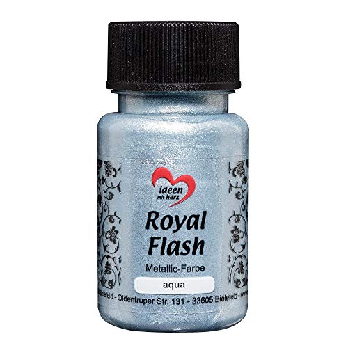Ideen mit Herz Royal Flash, Acryl-Farbe, metallic, mit feinsten Glitzerpartikeln, 50 ml (aqua/hellblau)