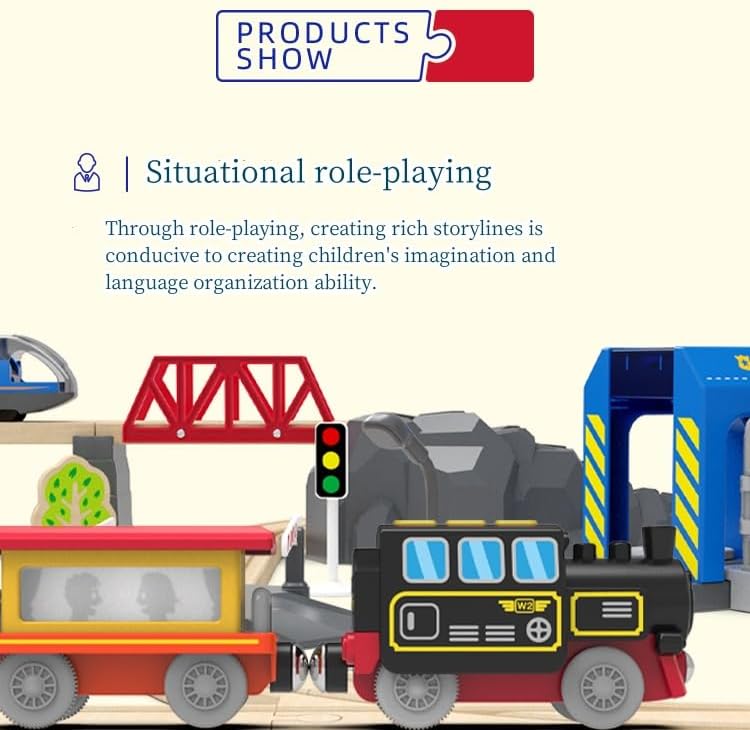 Miniatura 3 de Locomotora de vapor tren eléctrico a pilas para juguetes de pista de madera para niños pequeños y niños de 3 a 7 años, compatible con todas las