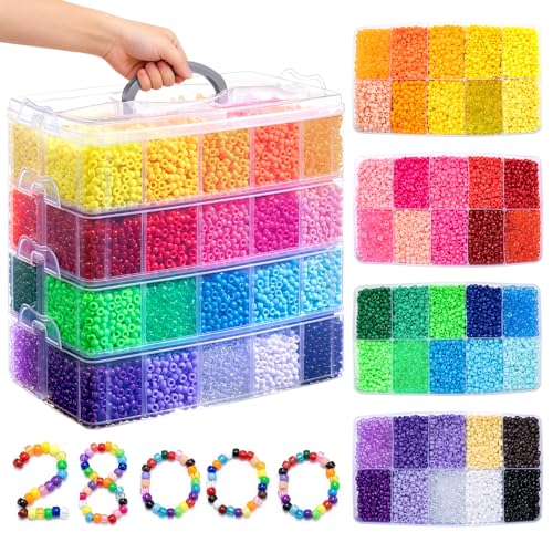 Umikk 28000PCS Pony Beads Bulk, 40 Colors 6x9mm Plastic Bulk