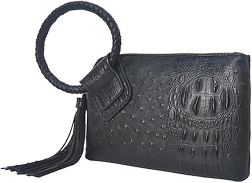 NGIL Mini bolso de pulsera de piel sintética para mujer con borla de flecos, cartera de pulsera para mujer