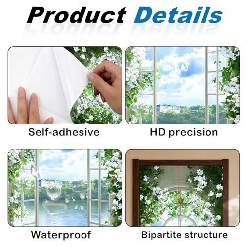 Image of Nuxovilar Lake View Arch Door Stickers Peel Stick PVC 30.3x78.7 in