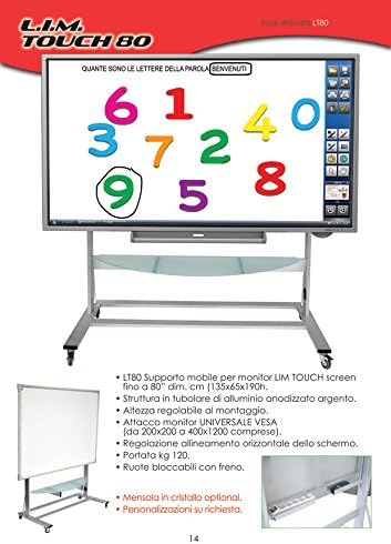 Tecnidea Interactive Blackboard Cart Touch Screen with Screens Max. 80" LT80