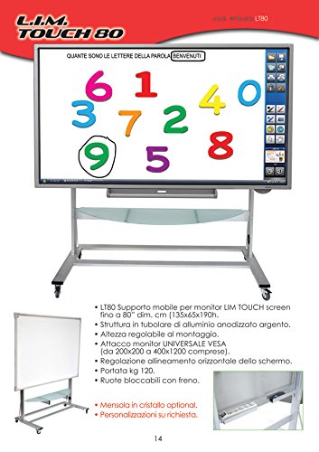 Tecnidea Interactive Blackboard Cart Touch Screen with Screens Max. 80" LT80