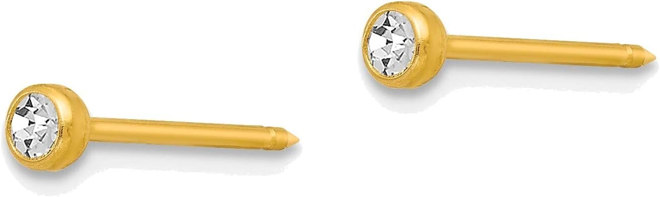 Inverness 14k 3mm Bezel Crystal Post Earrings in 14K Yellow Gold Stylish