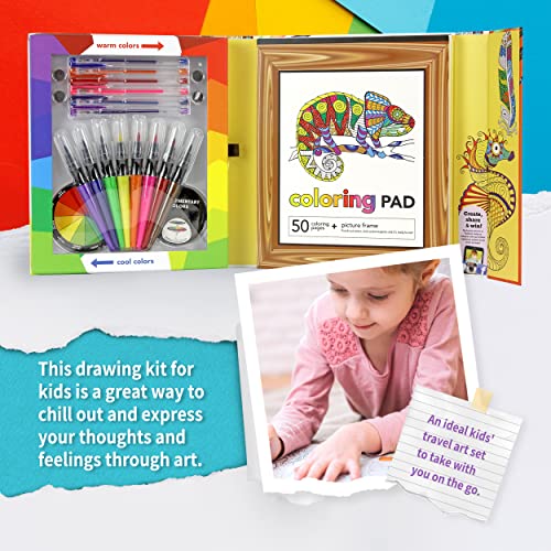 Spicebox Kids Art Set Activity Kit With Children’s Coloring Book And Colored Pens, Color Gel Pens Creative Coloring Kit, Art And Crafts, 50 Designs To Color #TOP2