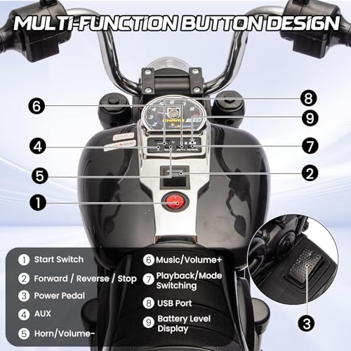 Garvee Kids Motorcycle, 12V Electric Motorcycle w/Training Wheels, Black by Garvee - Used condition - Image 7