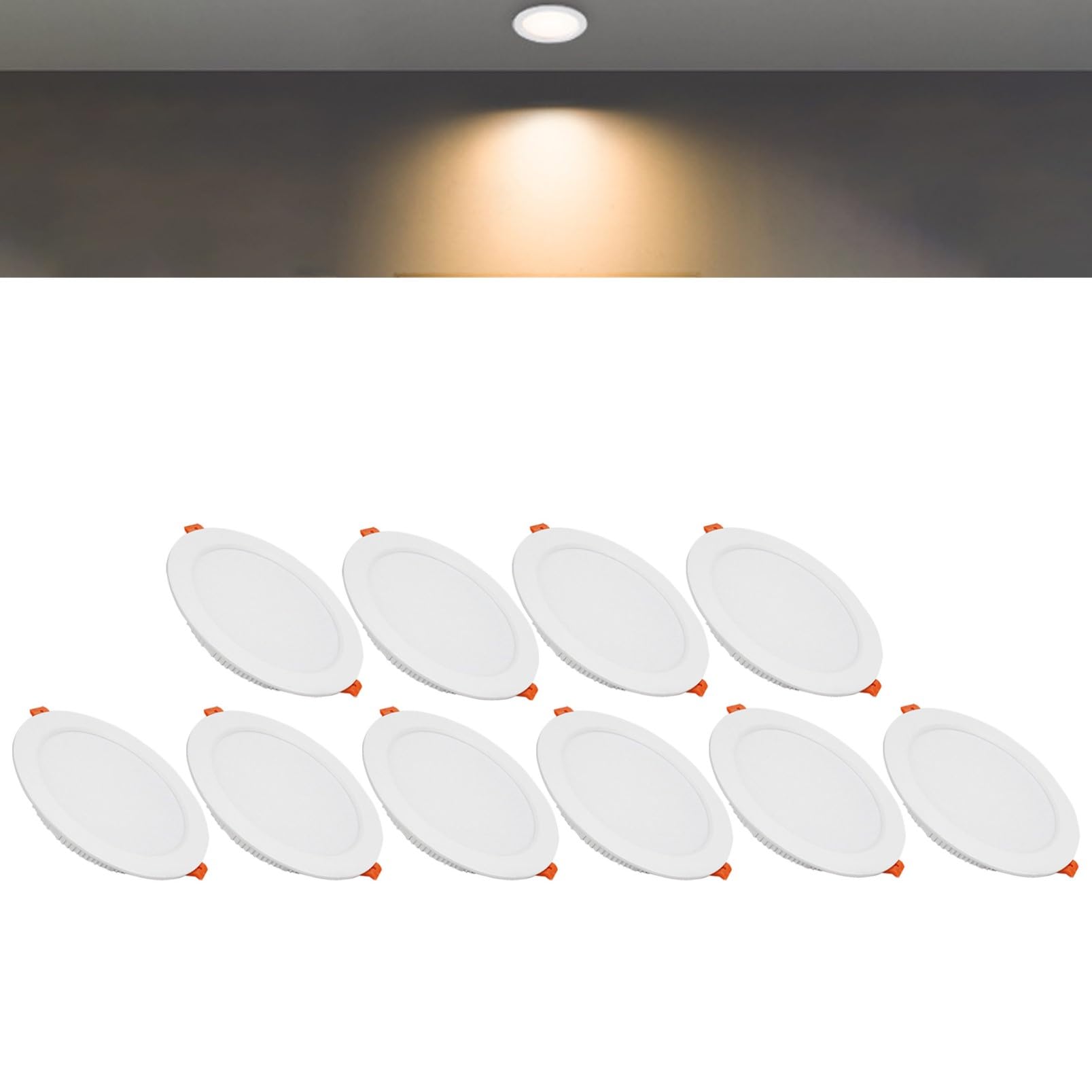 TTiiLoe 21W Round LED Recessed Ceiling Spotlights, 3000K Warm White Ultra Slim Panel Ceiling Light, Cut Φ160-170mm, AC110-240V Downlights for Hallway Stairwell Showroom, 10 Pack