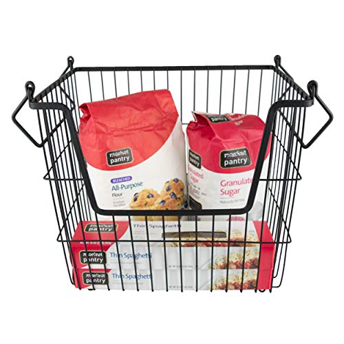 Dii Metal Wire Mesh Stackable Utility Storage Bin, Large Rectangle, 13X10X11", Black #TOP4