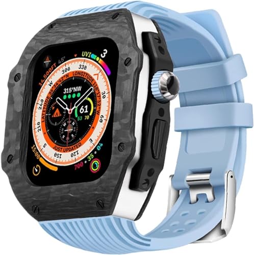 Boîtier Montre Carbone iWatch 8 7 6 5 4 Bracelet Fluorine Luxe Mod Kit