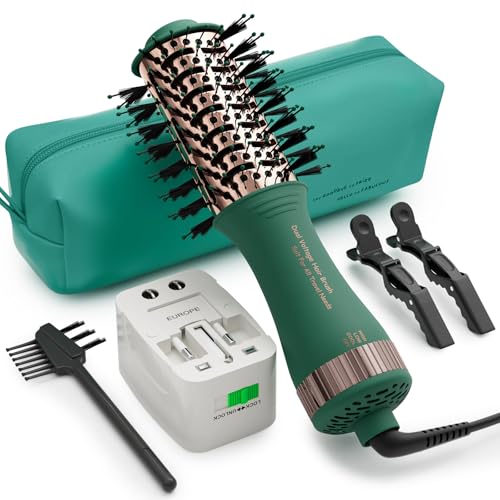 Image of Dual Voltage Travel Hair Dryer Brush Mini Hot Air Hair Styling Tool