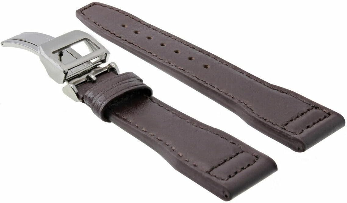 Ewatchparts 20-21-22-23mm Leather Watch Band Strap With Deployment Clasp Compatible With IWC Pilot Portuguese Top Gun