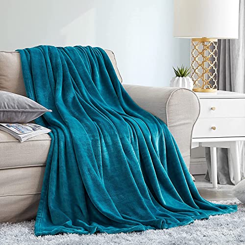 EHEYCIGA Fleece Blanket Extra Large Throws for Settees Teal Throw Fluffy Warm Soft Blanket for Bed Settees Armchairs Fit All Season - Image 2