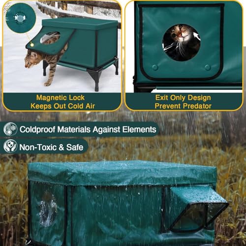 Cuccia isolante per gatti – Design impermeabile con porta trasparente – Cuccia riscaldata per gatti selvatici – estremamente isolante e durevole