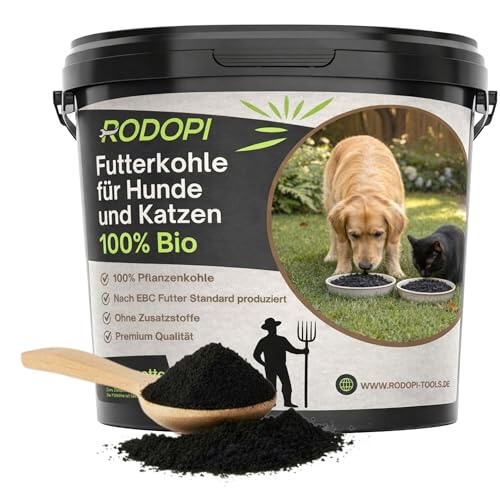 Futterkohle für Hunde & Katzen – 100% Pflanzenkohle ohne Zusatzstoffe – EBC Futter Standard – fein vermahlen – Ergänzungsfuttermittel für Hunde und Katzen 1,5Kg