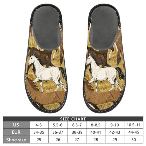 Slippers for Women Horses Running in Field Pattern Soft Fuzzy Women's Slippers Indoor and Outdoor Shoes3