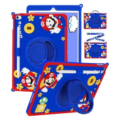 Besoar Case for iPad Mini 1/2/3 7.9 inch Cartoon Cute 3D Soft for Boys Girls Teens Cool Folio Rotating Stand Pencil Lanyard for iPad Mini 1st/2nd/3rd Generation A1432 A1454 A1455 A1489 A1490 A1491 Cover