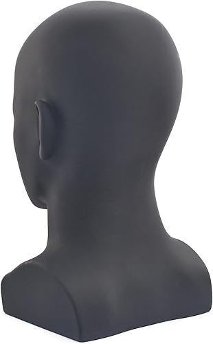Miniatura 6 de Cabeza de maniquí de PVC negro para maniquí masculino soporte modelo pantalla sombrero bufanda pelucas pelo gafas sombrero belleza estilo