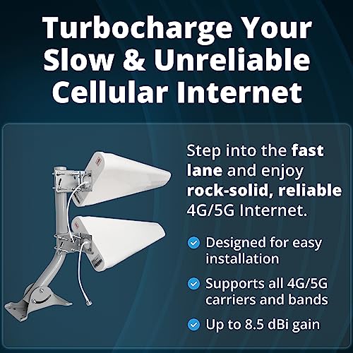 Mimo 4G/5G Log Periodic Antenna Kit By Waveform | +11 Dbi Gain 2X2 600-6000 Mhz | For Lte/Nr Hotspots, Modems, Cell Boosters (Twin Cable) #TOP1