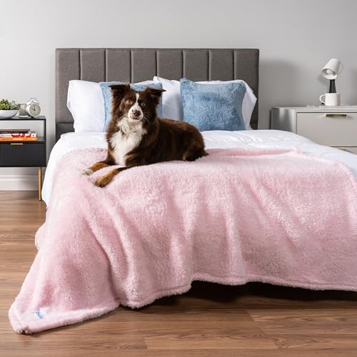 Image of PetAmi Dog Blanket for Large Medium Dogs Pink, Fluffy Soft Puppy Blanket, Sherpa Fleece Cat Blanket for Kitten Doggie, Calming Pet Blanket Throw for Bed Washable Sofa Couch Cover, Large 40x60