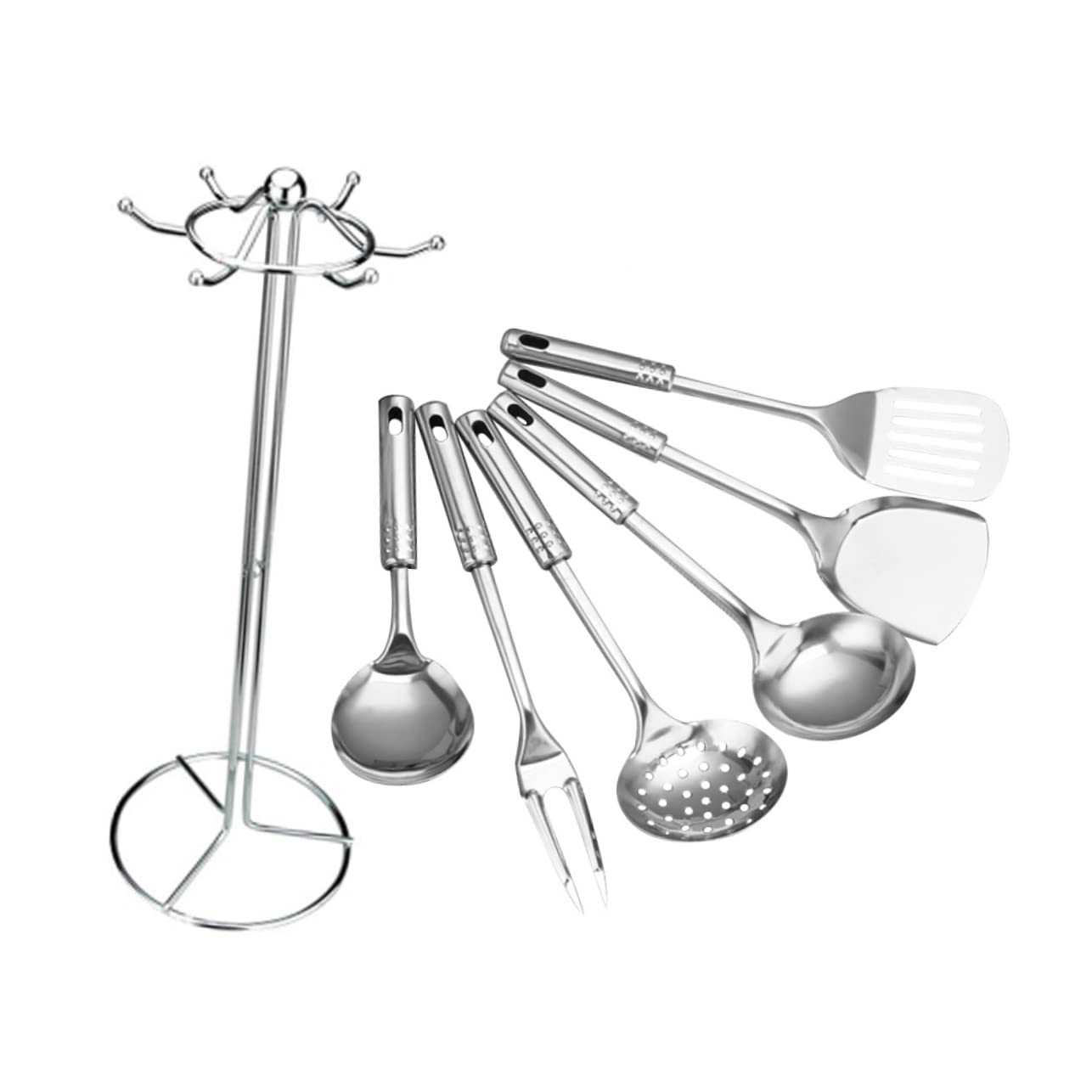 Set di Utensili da Cucina 7 Pezzi in Acciaio Inox Argento