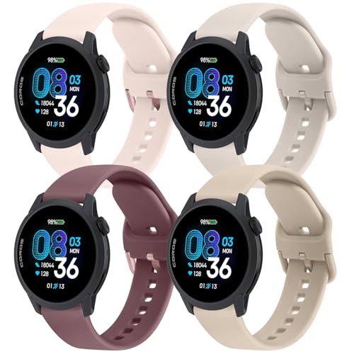 AK 4PACK Bands Compatible with COROS PACE 4 / PACE 3 / Pro/APEX 2 Pro/APEX Pro/APEX 46mm Men Women 22mm Soft Sport Replacement Strap for Coros Pace 4/3 Watch (4Pack B)