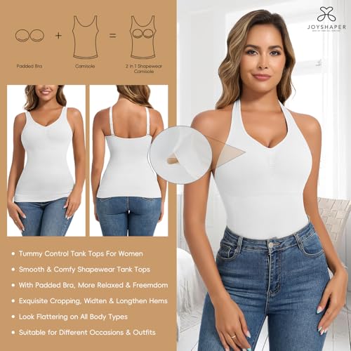 Image of JOYSHAPER Shapewear Camisole with Built in Bra Compression Halter Tops for Women Tummy Control Shapewear Tank Top Padded Bras