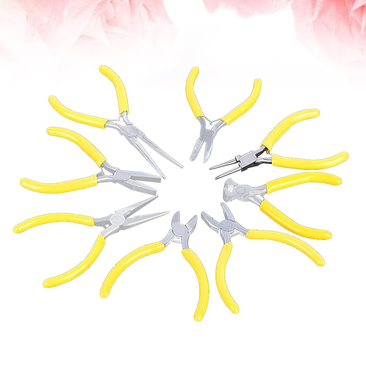 KALLORY 8Pcs Mini Pliers Durable Needle Nose Flat and Diagonal Pliers for Jewelry Repair Craft Projects and DIY Tasks Essential Tool for Wire Work and Electronics