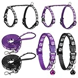 Cat Harness and Leash with Collar Set, Escape Proof Adjustable H-Shped Cat Harness Cats Belt Walking Travel Kitten Harnesss, Adjustable Kitten Harnesss for Small Medium Cats