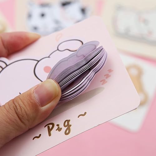 Miniatura 7 de Paquete de 8 notas adhesivas de animales lindos, con forma de animales de dibujos animados, bloc de notas autoadhesivas, bloc de notas de mensaje,