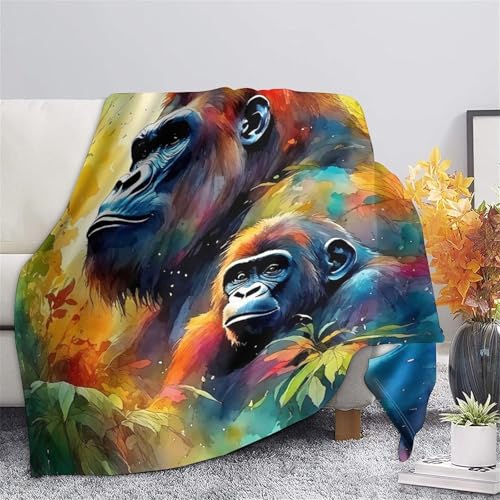 Couverture douillette gorille 3D en microfibre moelleuse supérieure