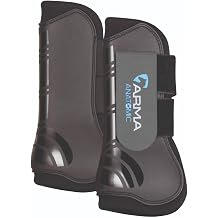 Shires ARMA Air Motion Tendon Boots - Breathable 3D Fabric Horse Leg Protection with ARMORTEX Strike Pads Black/Grey/Pony