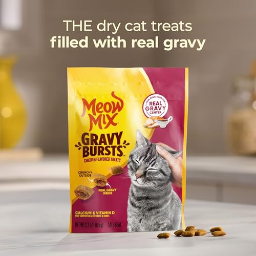 Image of Meow Mix Gravy Bursts Chicken Flavored Cat Treats, 2.7 Oz. Bags (Pack of 5)