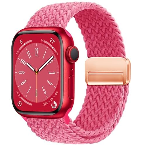 Magnetic Braided Loop Band Compatible with Apple Watch Series 11 10 42mm 46mm 9 8 7 6 5 4 40mm 41mm 44mm 45mm 49mm for Women Men, Stretchy Nylon Elastic Sport Strap for iWatch SE/Ultra 1/2/3