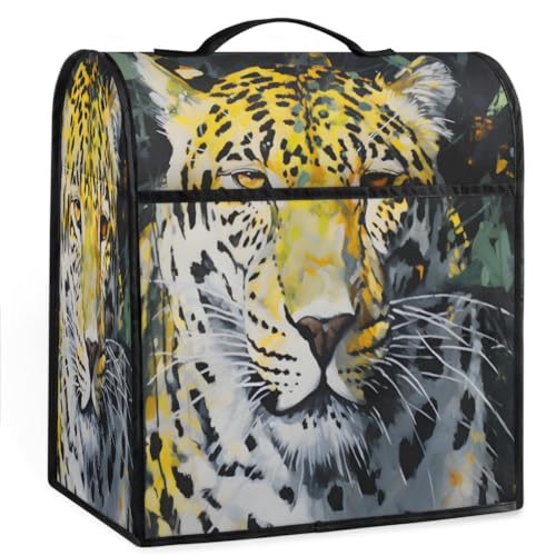 Coffee Maker Cover Watercolor Leopard Kitchen Appliance Covers Small Appliance Covers Blender Cover Juicer Cover Dust Covers for Kitchen Appliances with Top Handle and Pockets,Washable,B577