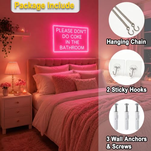Image of Pink Neon Sign for Wall Decor Led Light Sign Neon Light for Room Party Home Wall Decor USB Powered - Bathroom