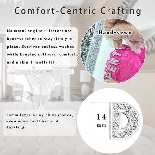 Image of Women's Personalized Thongs with Funny Rhinestone Letters, Custom Name Underwear Panties for Couples