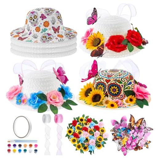 Chicingyou 15 Sets DIY Tea Party Straw Sun Hats, Flowers, Butterflies Decor for Crafts, Birthdays Party Gift Favors Supplies(Hollow)