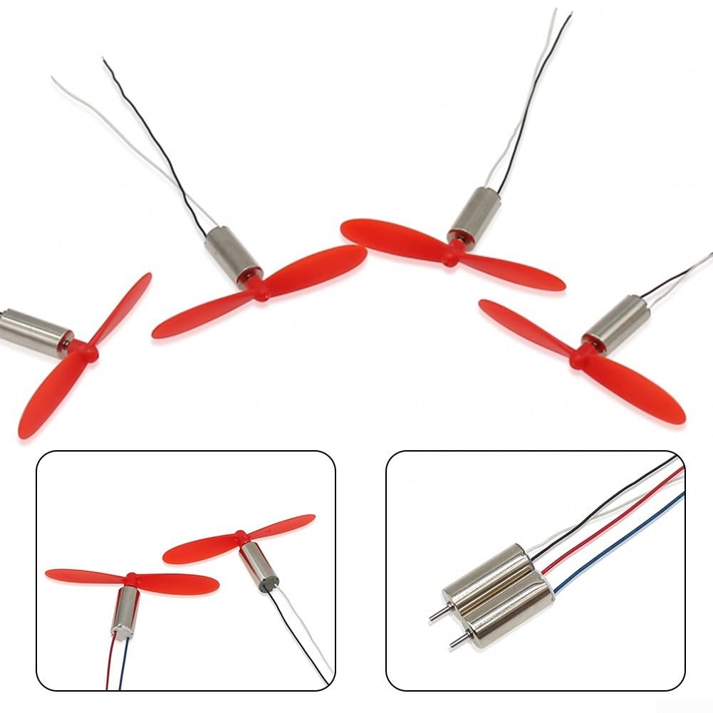 Motore CC Coreless da 7 x 16 mm, 3,7 V, 45000 giri/min, 4 pezzi con eliche da 46 mm, lame avanti e indietro, per droni fai da te, quadrirotori, UAV, aerei RC, progetti di modelli volanti