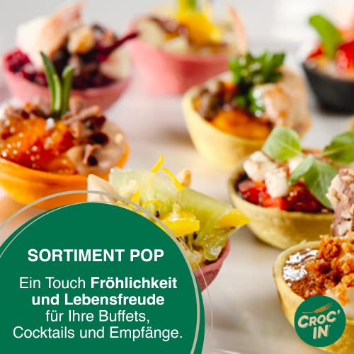 CROC’IN - Teigschälchen zum Bestücken Fuchsia - Tarteboden für süße Stückchen oder herzhafte Aperitifhäppchen - Handwerklich hergestellt & Vegan - 24 Stück