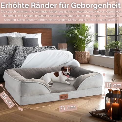 ecosa® Hundebett Waschbar für kleine & mittelgroße Hunde Orthopädisches Hundebett Hundekorb, Katzenbett, Hundekörbchen Hundesofa orthopädische Schaumstoffeinlage abnehmbarem waschbarem Bezug