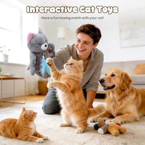 Gant de lutte pour chat résistant aux griffes et marionnette interactive