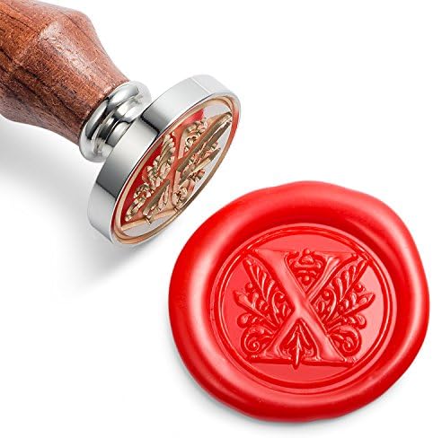 Mceal Wax Seal Stamp, Silver Brass Head with Wooden Handle, Regal Letter A to Z Series(Letter S)