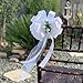 White Pull Bows with Tulle Tails and Rosebuds - 8