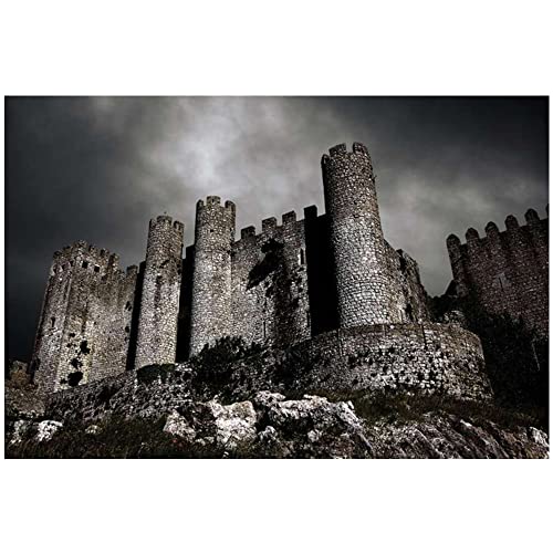 Impression sur toile Château au clair de lune - Art mural moderne sans cadre pour salon, salle à manger, chambre à coucher, salle de bain, décoration d'intérieur - 61 x 91,4 cm