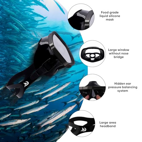 Máscara de buceo con válvula de drenaje, amplia visión, adecuada para adultos para buceo, apnea y snorkel miniatura 5
