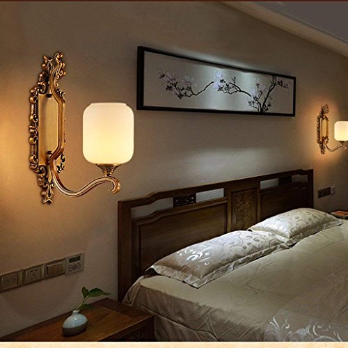 Lámpara de pared china con mármol retro y cobre para iluminar pasillos 4