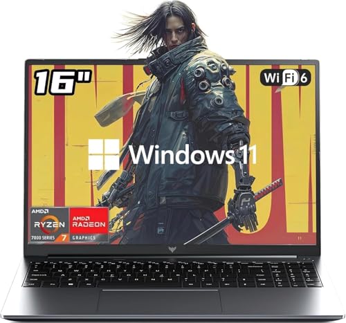2026 AMD Gaming Laptop, 16 inch Laptop Computer with Ryzen 7 7730U Series(8C/16T, Up to 4.5GHz), 16GB RAM 512GB NVMe SSD Laptop, AMD Radeon Graphics, WiFi-6, Backlit KB, HDMI Windows 11 Laptop