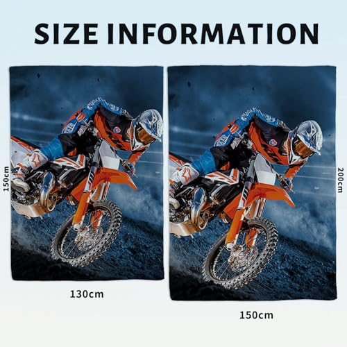 Miniatura 5 de Manta De Franela Con Diseño De Motocicleta, Cálida Y Mullida, Para Niños, Motocross, Manta De Microfibra, Para Decoración De Habitaciones Moto B, 130 X 150 Cm